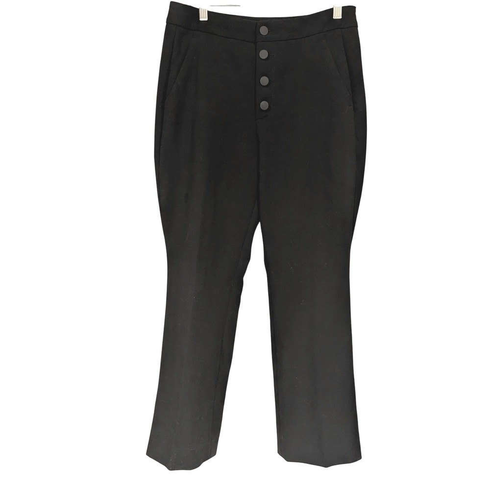 Banana Republic Black High Rise Button Front Cropped Flare Pants Womens 6L‎